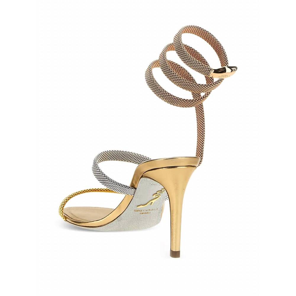 NEW RENE CAOVILLA women's cleo tri-tone sandals in gold - Picture 3 of 5